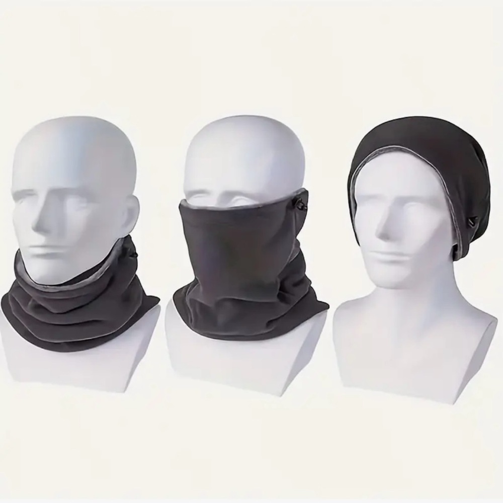 Grey Fleece Neck Warmer Gaiter Windproof Thermal Scarf Unisex Winter NWT - Picture 8 of 9